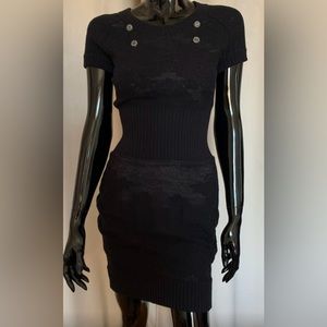Chanel Black Knit Short Sleeve CC
Button Mini Dress